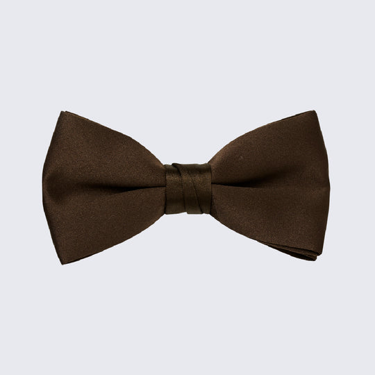 Brown Bow Tie Mens Satin Pre-Tied