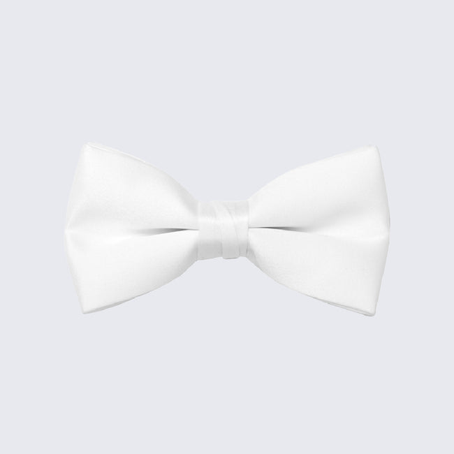 White Bow Tie Mens Satin Pre-Tied