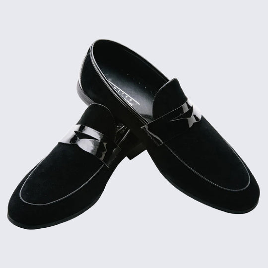 Mens Black Suede Loafers- Shoes