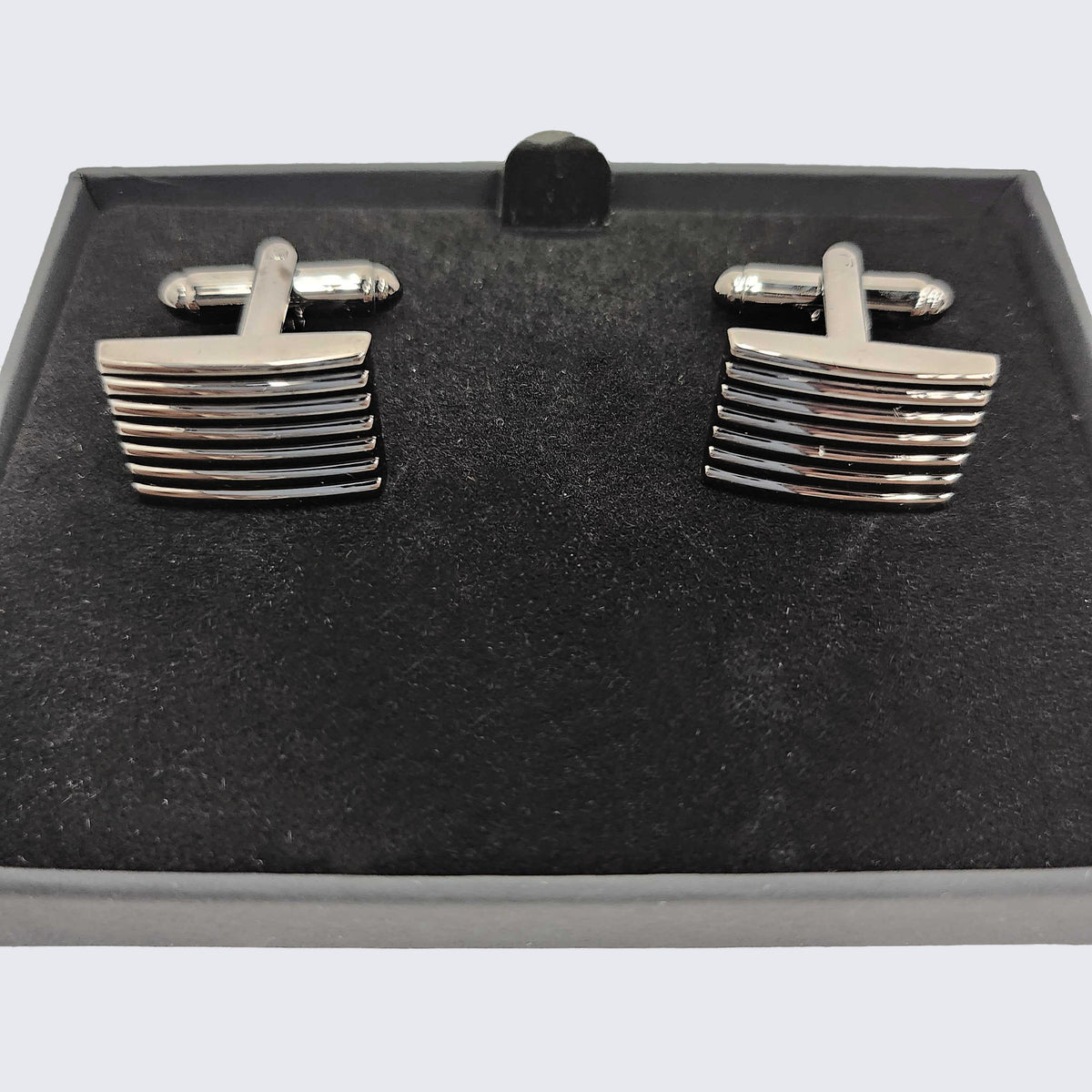 Tuxedo Studs and Cufflinks Silver Round Faux Onyx Perfect Tux