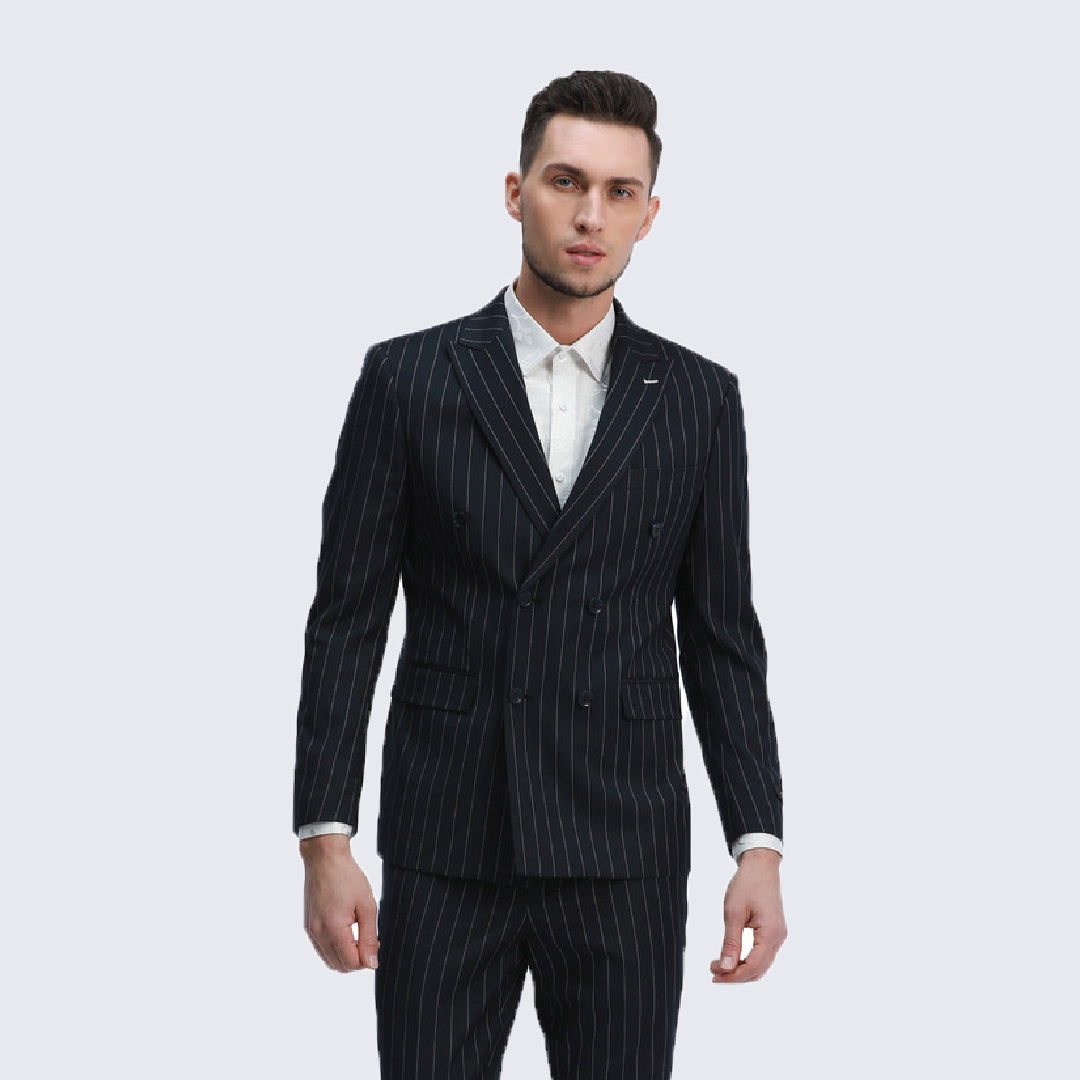 Navy Blue Tuxedo Jacket Shiny Slim Fit with Peak Lapel Blazer Prom Wedding Perfect Tux