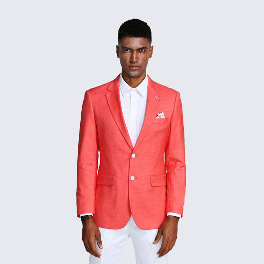 Salmon Casual Blazer Two Button Notch Lapel - Wedding - Prom
