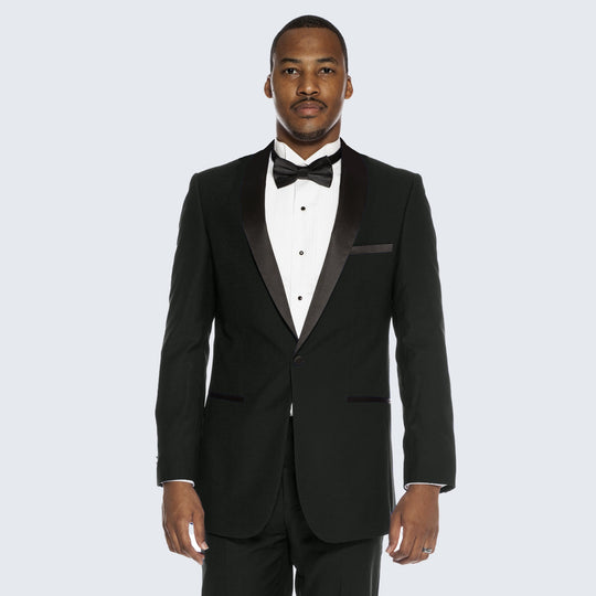 Black Slim Fit Tuxedo with Shawl Lapel – Wedding & Prom