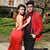 Prom date and couple wearing red prom suit jacket