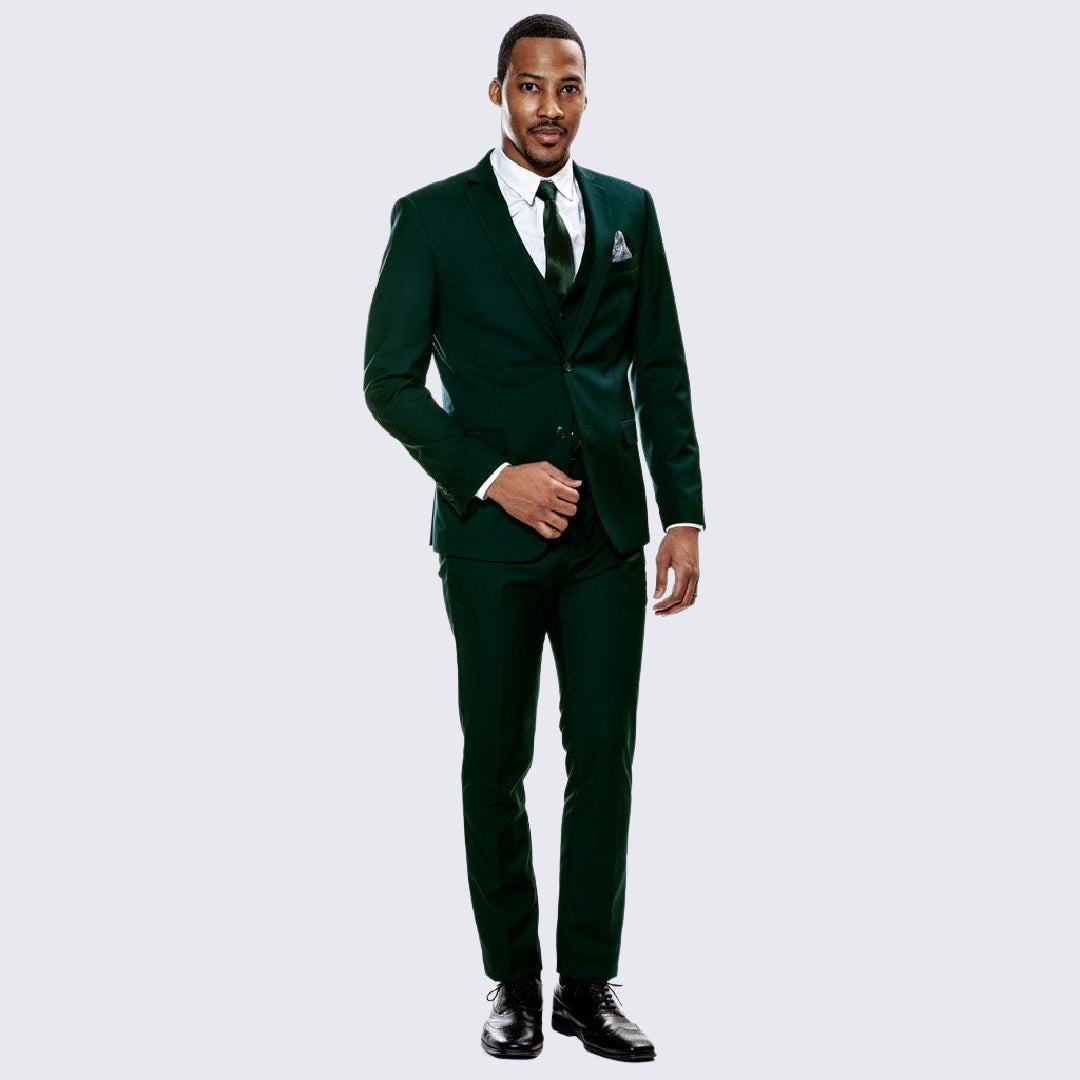 Hunter Green Slim Fit Suit Pants - Black Tie Formalwear