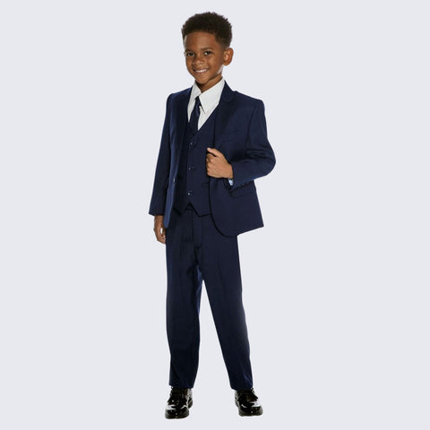 Boys Navy Suit 5-Piece Set for Kids Teen Children - Wedding