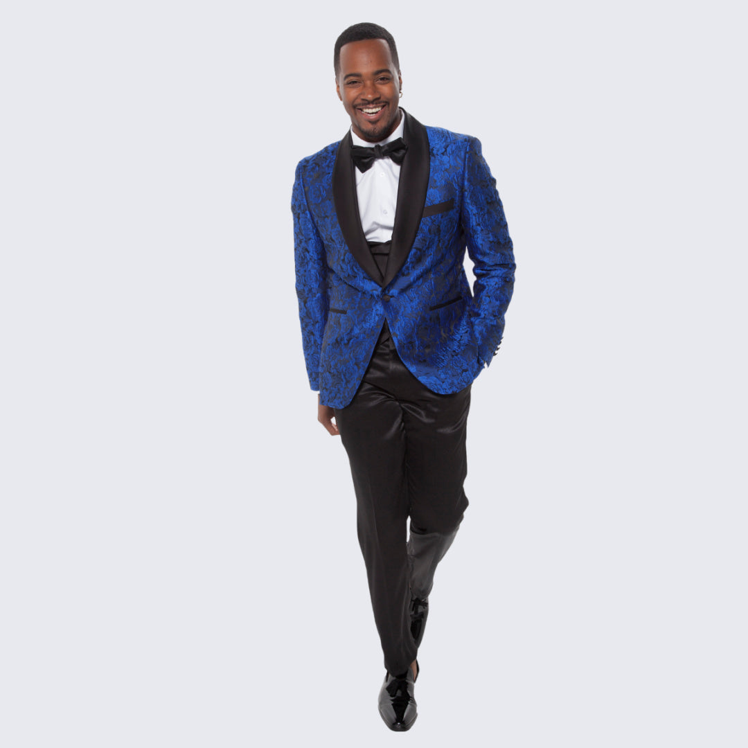 Royal Blue Jacket Black Pant Men Suit 2 Pieces Wedding Suits (Jacket+Pants)  Royal Blue XS : : Fashion