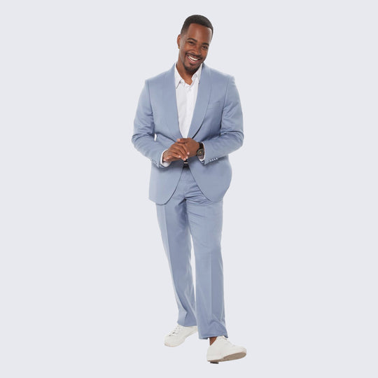 Beau Blue Skinny Fit Suit Three Piece Set - Wedding - Prom