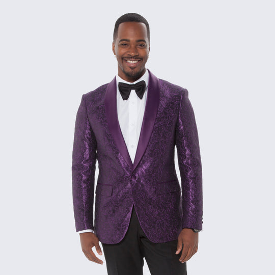 Purple Paisley Tuxedo Jacket with Shawl Lapel – Wedding & Prom