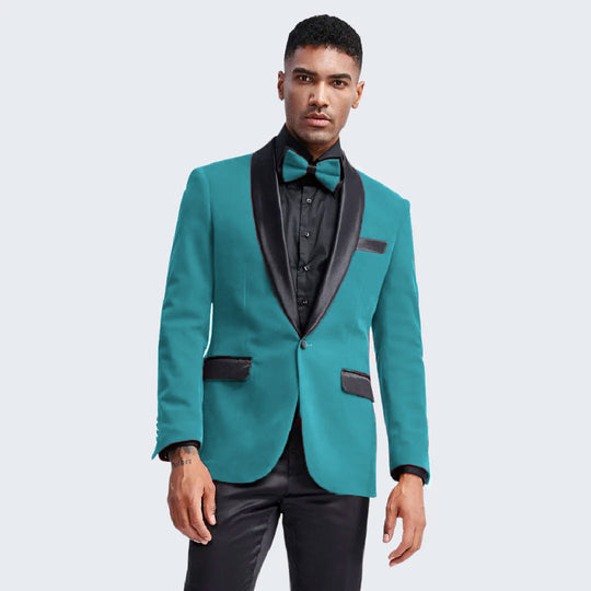 Teal Velvet Tuxedo Jacket with Shawl Lapel – Slim Fit