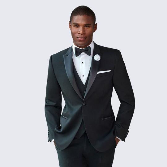 Black Tuxedo Slim Fit Peak Lapel - Wedding - Prom