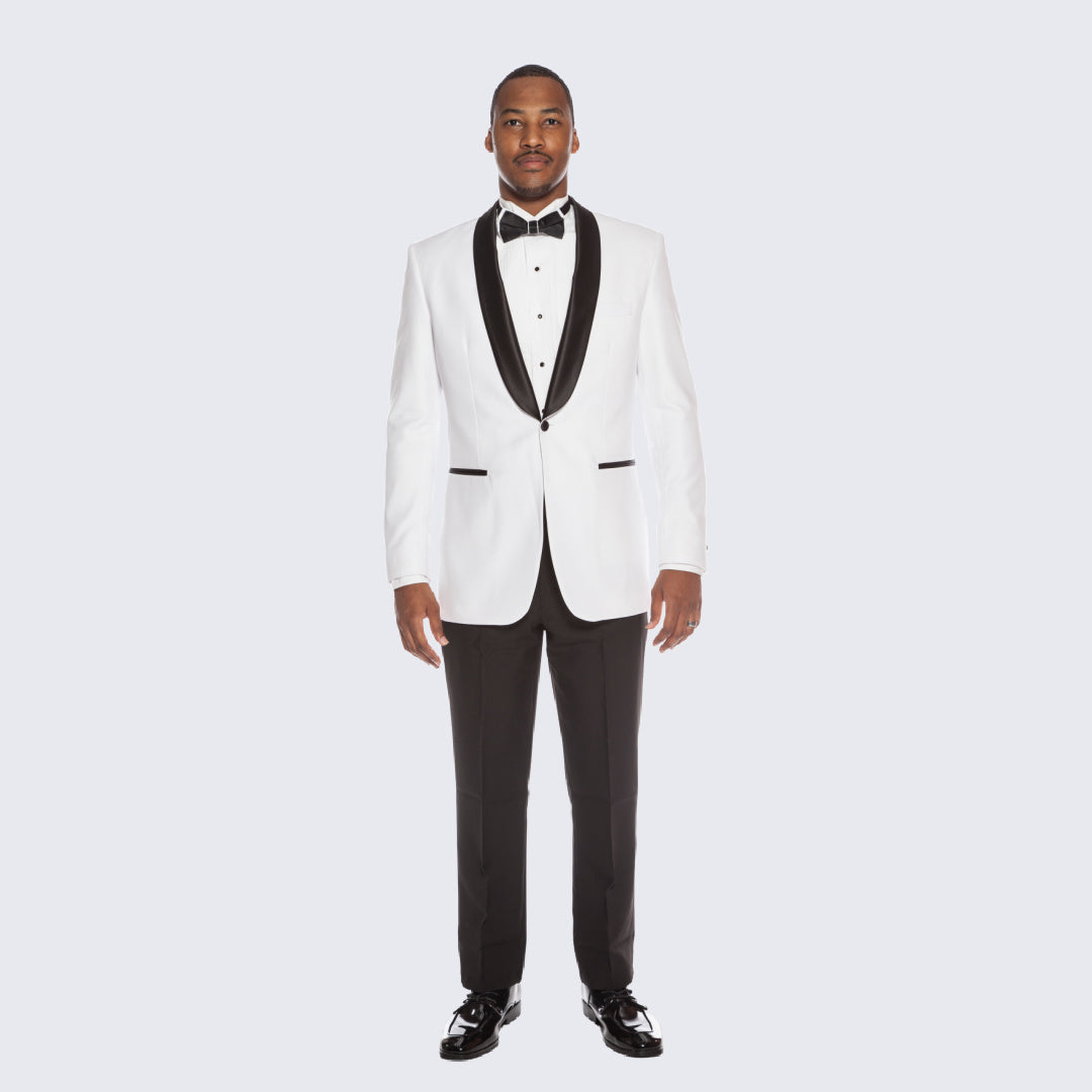 White Prom Suit - White Prom Tuxedo - White Wedding Shawl Lapel Tuxedo by PROMTUXEDO main image 1