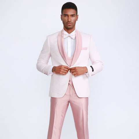 Pink Shawl Tuxedo with Fancy Pattern Four Piece Set - Wedding - Prom