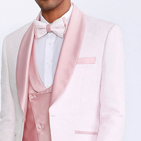 Pink Shawl Tuxedo with Fancy Pattern Four Piece Set - Wedding - Prom