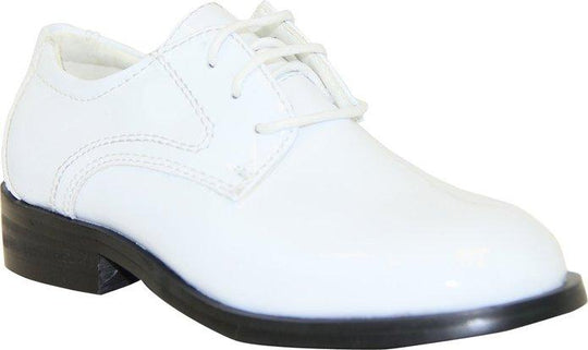 Boys White Dress Shoes Patent Leather Tuxedo Shoes Round Toe for Toddler Children Kids