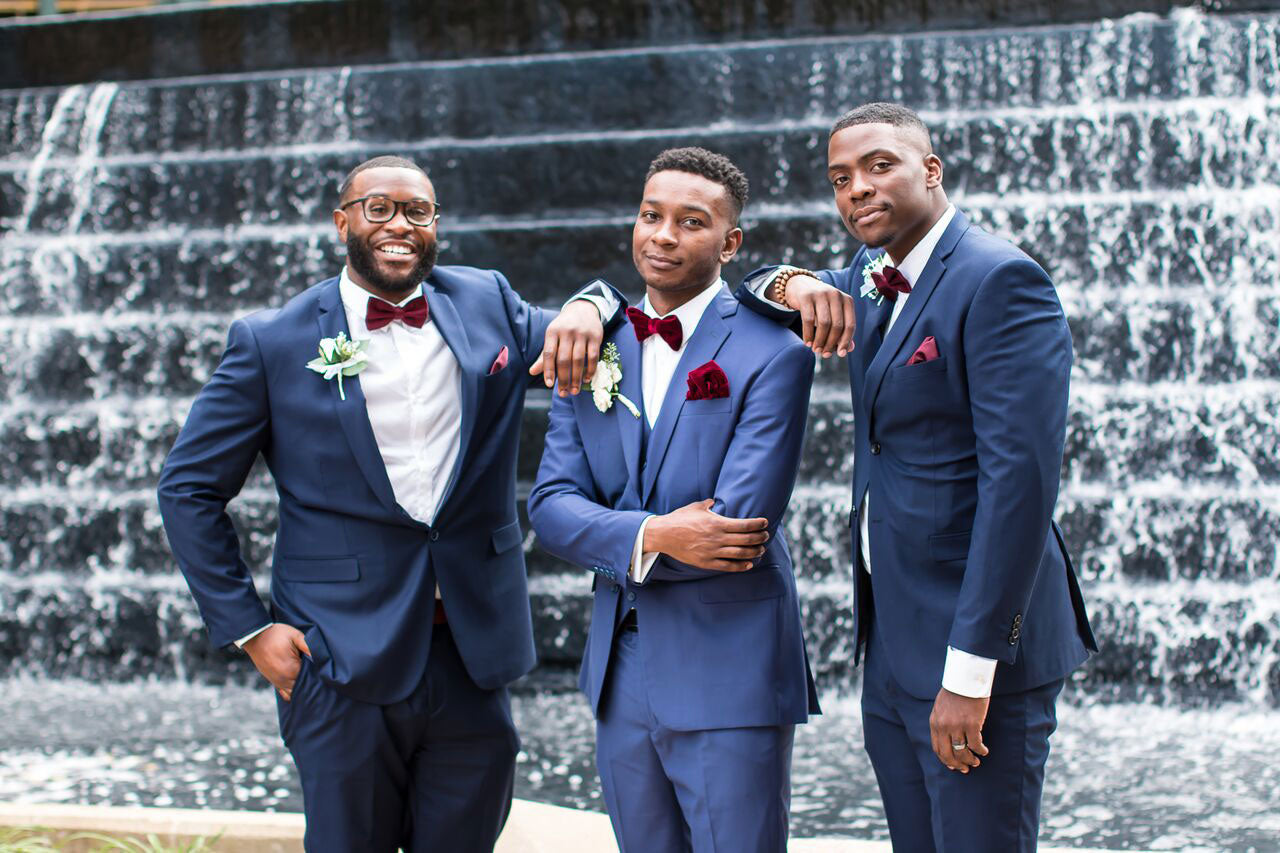 Men Tuxedo 3 Piece Suit Slim Fit Suit Blue Wedding Suit Sainly– SAINLY