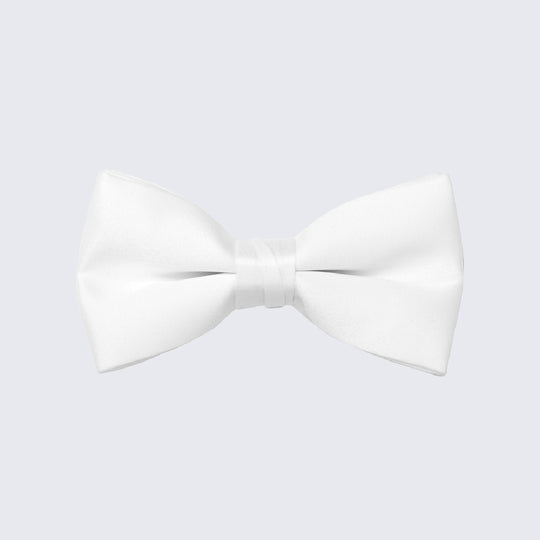 White Bow Tie Mens Satin Pre-Tied