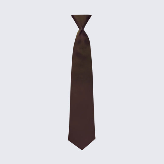Brown Tie Mens Pre-Tied Satin