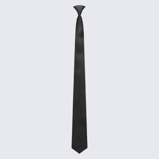 Black Skinny Tie Mens Pre-Tied Satin