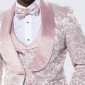 Men's Blush Pink Tuxedo with Floral Design Four Piece Set- Wedding - Prom