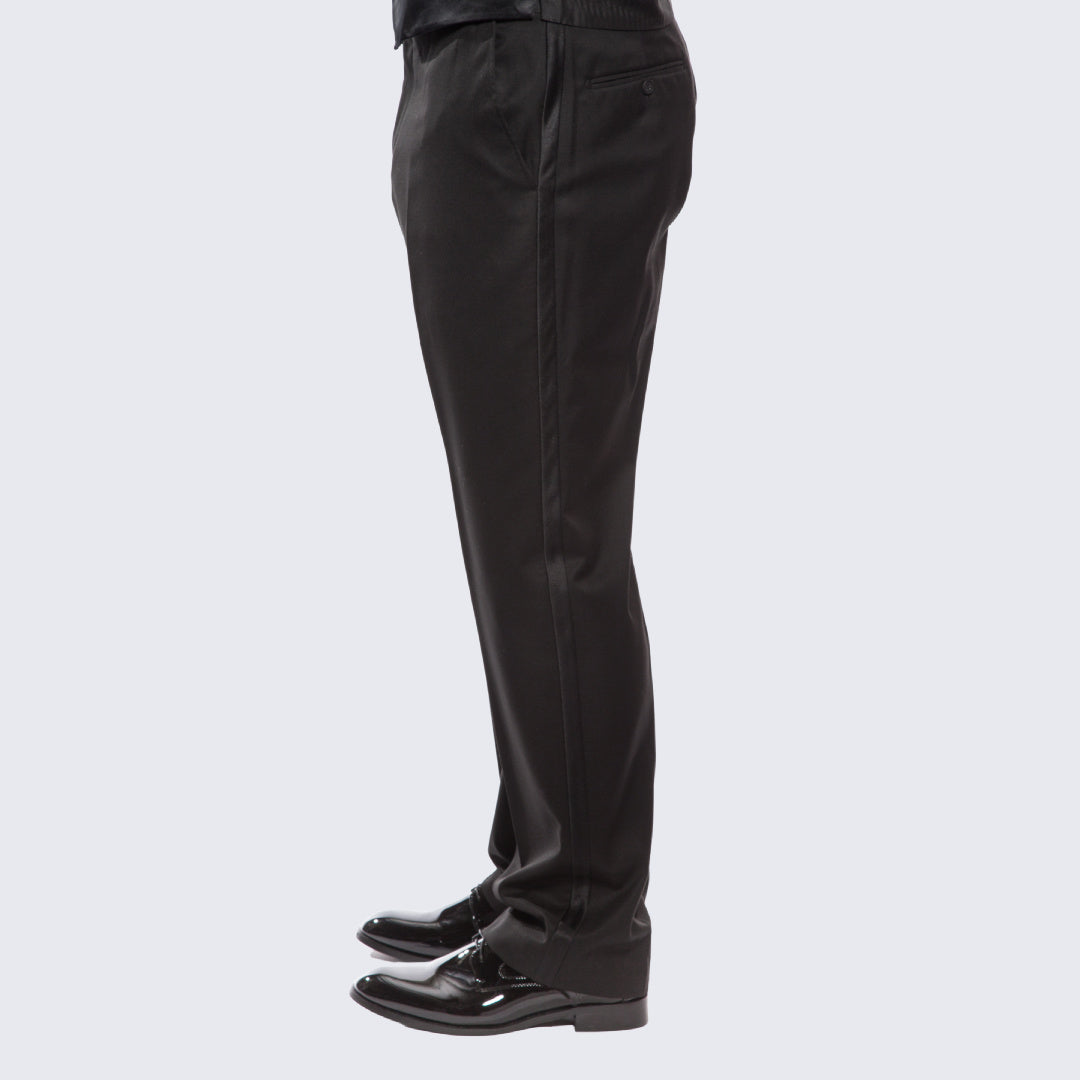 Premium Black Classic Fit Tuxedo Pants with Satin Stripe – Perfect Tux