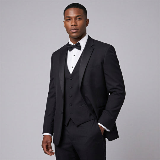 Black Classic Fit Tuxedo with Notch Lapel – Wedding & Prom