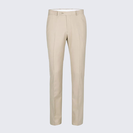 Men's Beige Slim Fit Pants  - Unhemmed
