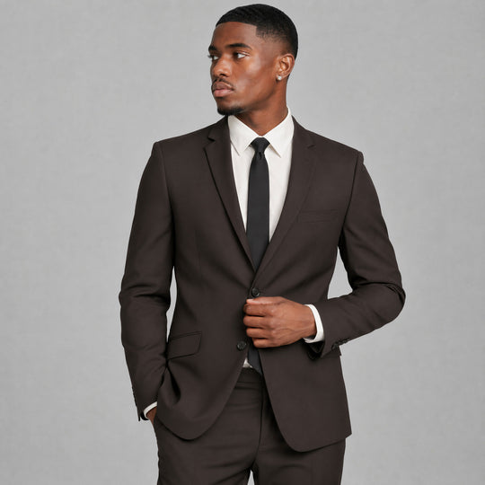 Brown Slim Fit 2-Piece Suit with Notch Lapel – Wedding & Prom