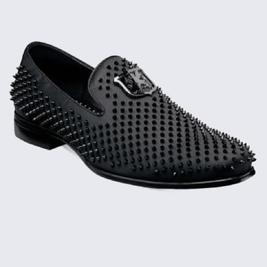 Black Spiked Slip On Shoe By Stacy Adams