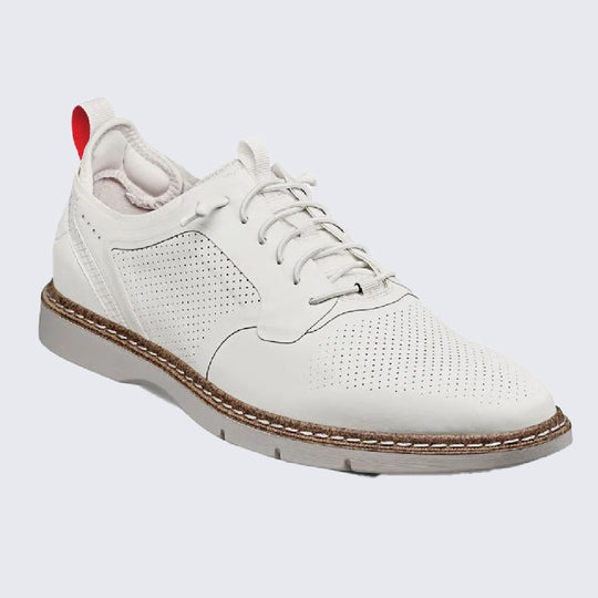 White Plain Toe Elastic Lace Up Shoe by Stacy Adams