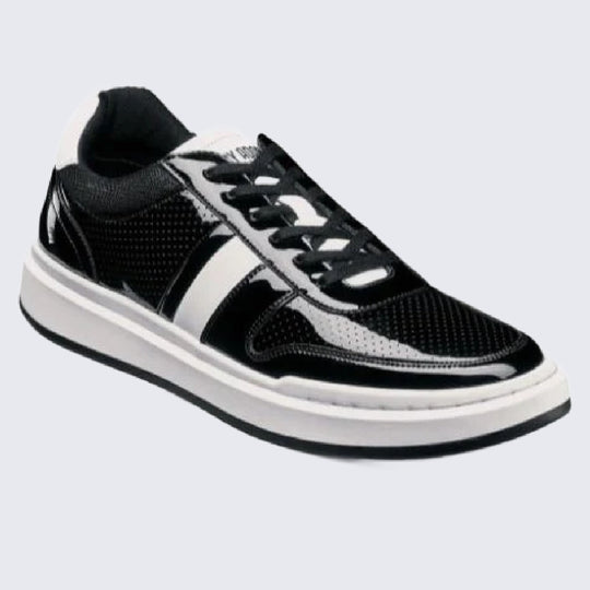 Black and White Moc Toe Lace Up Sneaker By Stacy Adams