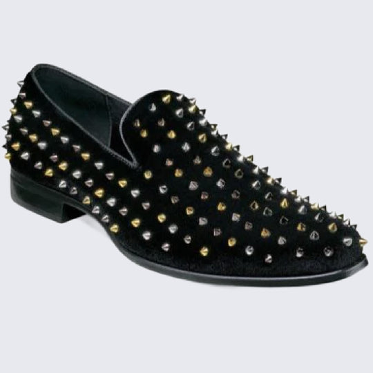 Black Loafer with Gold and Silver Spikes By Stacy Adams