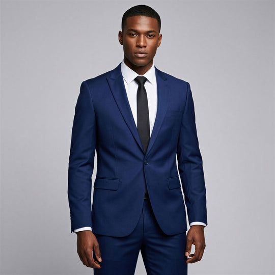 Dark Blue Slim Fit Suit with Peak Lapel – Wedding & Prom