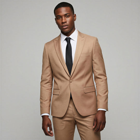 Dark Taupe Slim Fit Suit with Peak Lapel – Wedding & Prom