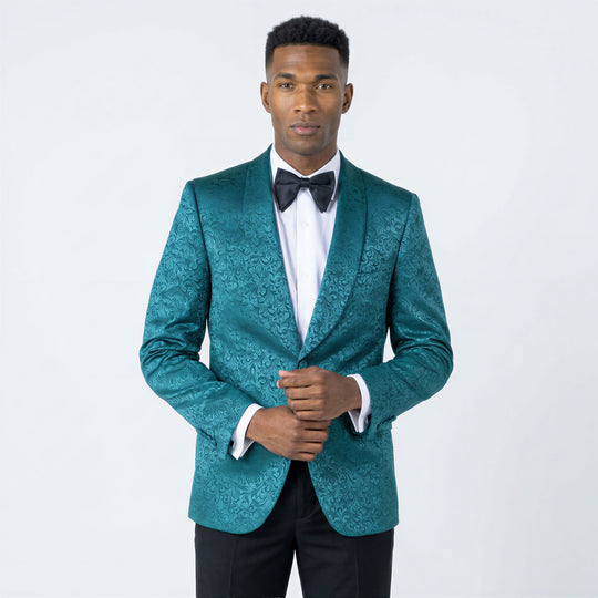Green Paisley Tuxedo Jacket with Shawl Lapel – Wedding & Prom