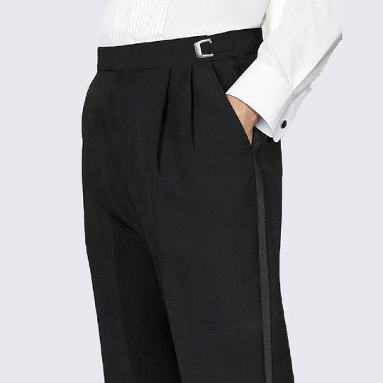 Mens Tuxedo Pants Adjustable Waist Pleated Front
