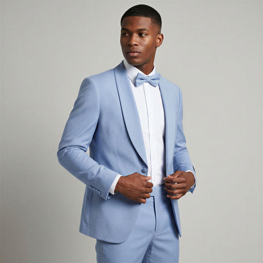 Beau Blue Skinny Fit Suit with Shawl Lapel – Wedding & Prom