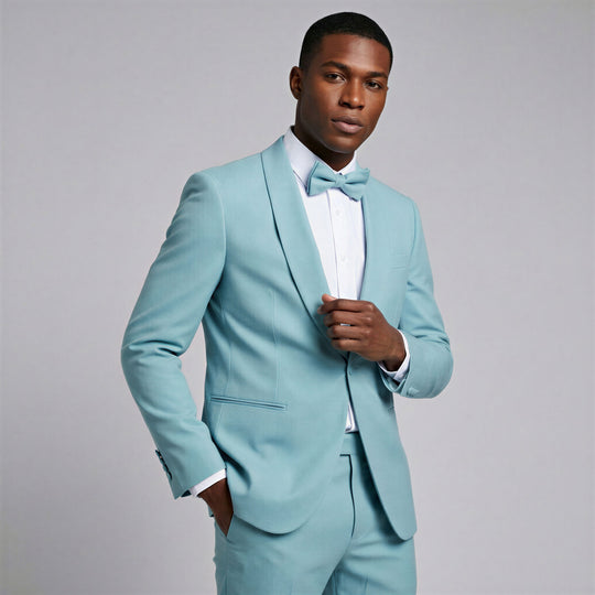 Celestial Blue Skinny Fit Suit with Shawl Lapel – Wedding & Prom