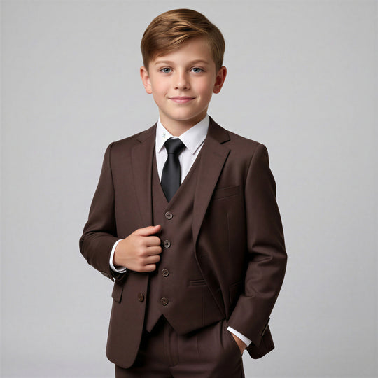 Boys Brown Slim Fit Suit – Wedding & Formal Events