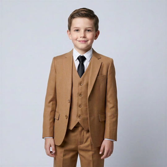 Boys Brown Slim Fit Suit – Wedding & Formal Events
