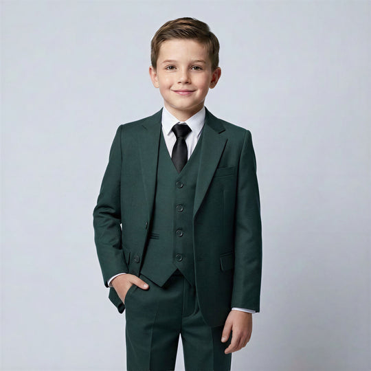 Boys Hunter Green Slim Fit Suit – Wedding & Formal Events