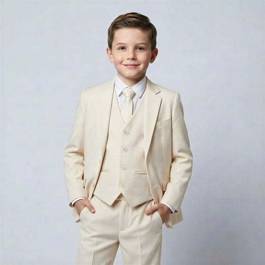 Boys Ivory Slim Fit Suit – Wedding & Formal Events
