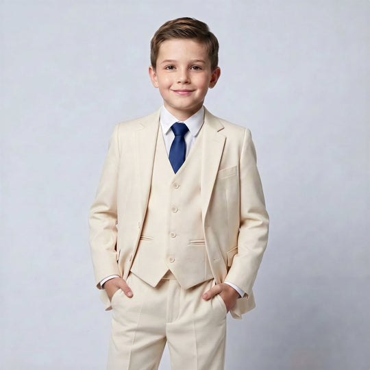 Boys Ivory Slim Fit Suit – Wedding & Formal Events