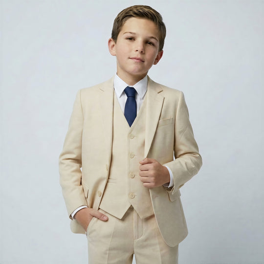 Boys Khaki Slim Fit Suit – Wedding & Formal Events