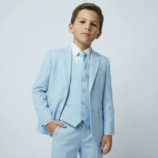 Boys Light Blue Slim Fit Suit – Wedding & Formal Events