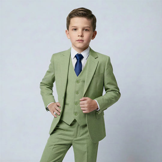 Boys Sage Green Slim Fit Suit – Wedding & Formal Events