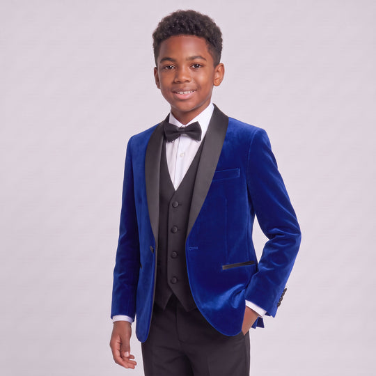 Boys Royal Blue Velvet Blazer Slim Fit –  Wedding