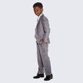 Boys Slim Fit Light Grey Suit 5-Piece Set for Kids Teen Children - Wedding