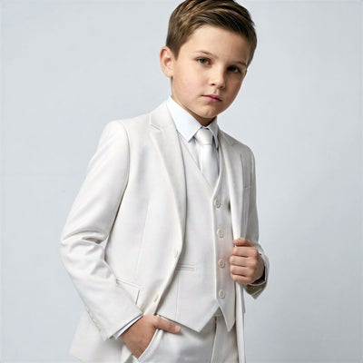 Boys White Slim Fit Suit – Wedding & Formal Events