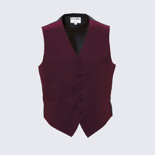 Mens Burgundy Satin Tuxedo Vest